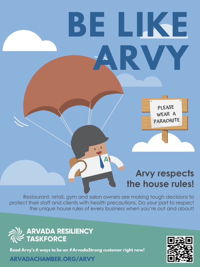 cityofarvada's tweet photo. Arvy respects the house rules! Arvada businesses are making tough decisions to protect their staff and clients from #COVID19. Do your part to respect the unique house rules of every business when you're out and about. Be #ArvadaStrong and #BeLIkeArvy. https://t.co/c3NkDMzUHc https://t.co/z6PkLgXcXf