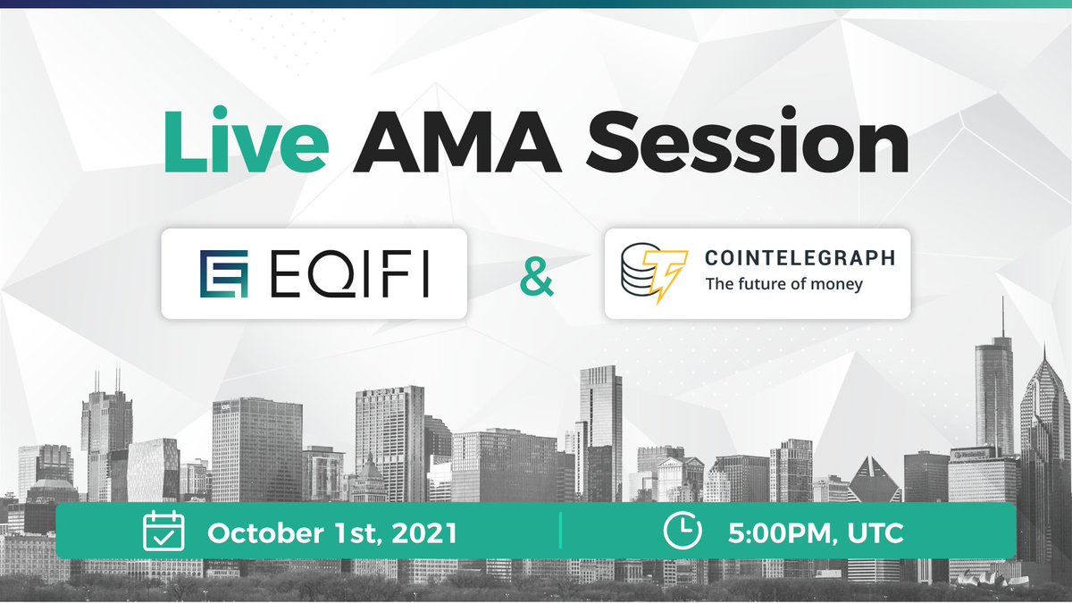 eqifi_finance's tweet photo. 🎤Join us in an AMA Session on @Cointelegraph!
📩What topics should we take up?

#EQIFi #CoinTelegraph #AMA #DeFi $EQX #fintech #blockchain #defibanking #btc #bitcoin #ether #ethereum #investment #decentralized #cryptocommunity https://t.co/nRB94NUG4I