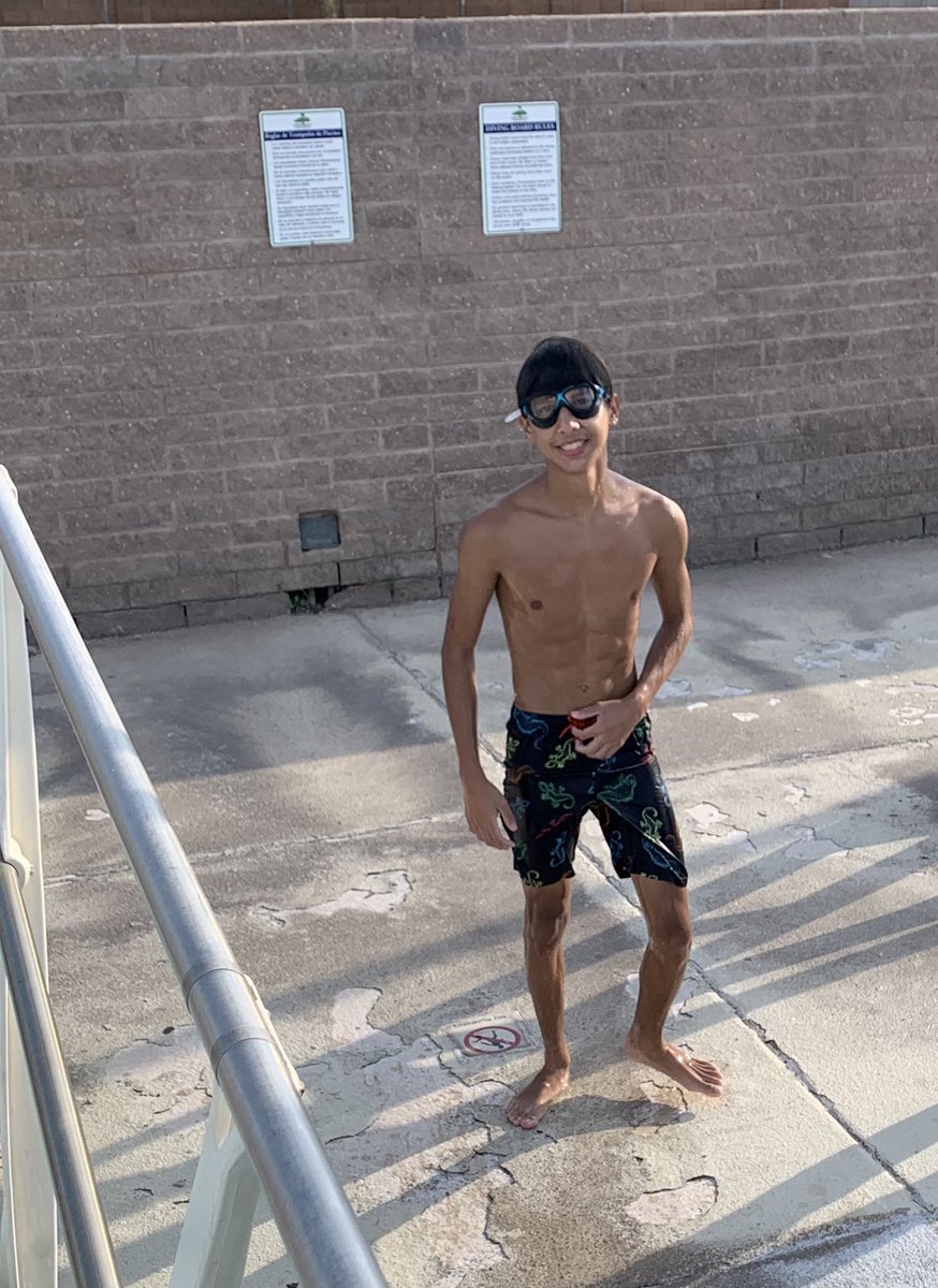We can’t tell you what he was saying here…but yesterday the winner of the golden goggles was Freshman Alan Echeverria. The golden goggles represent the hardest working swimmer of the day.