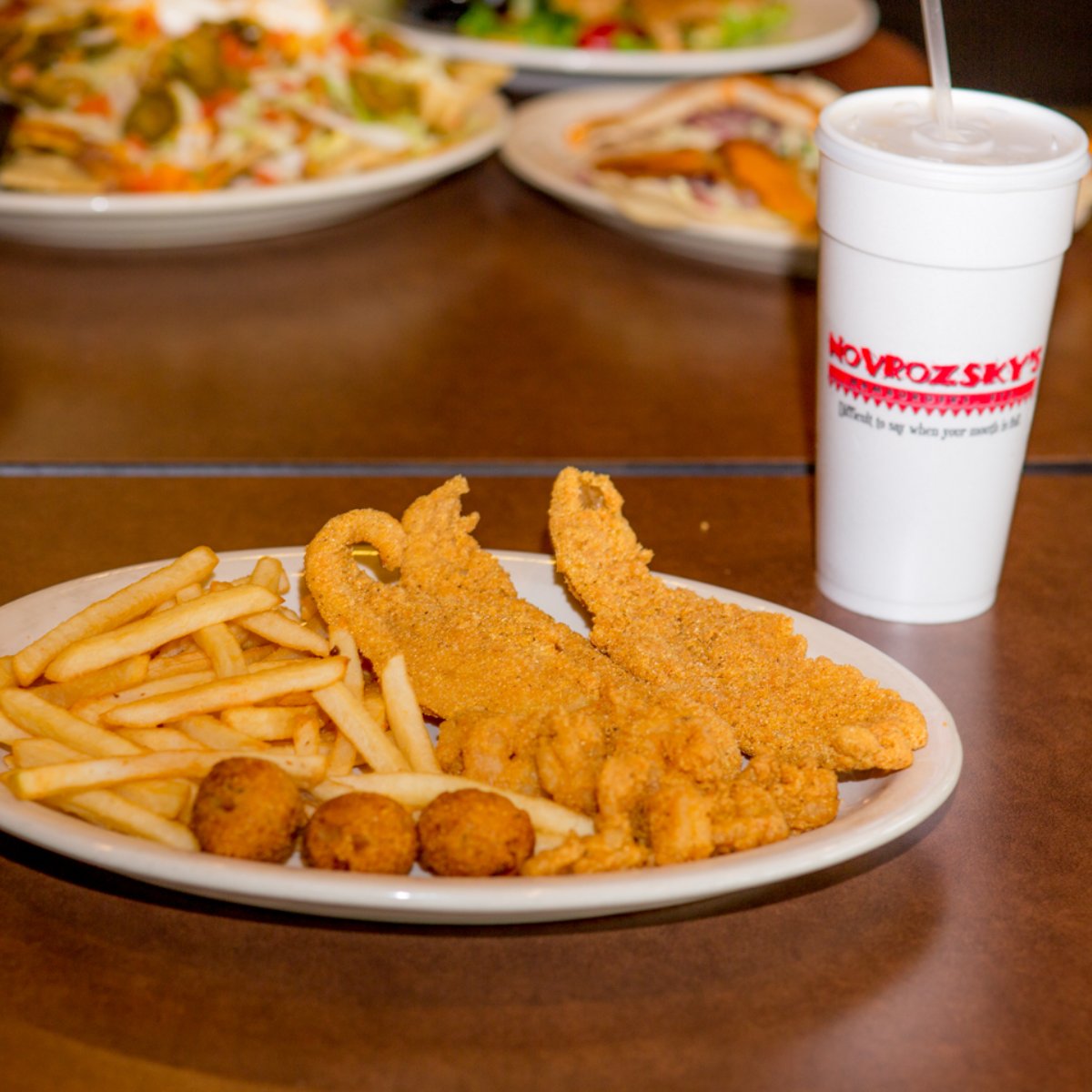 Nov_Sulphur's tweet photo. Seafood platter: Fried shrimp and catfish, served with fries, hush puppies and tartar or red sauce. It doesn't get any better than that! https://t.co/cnWOTsGR4J