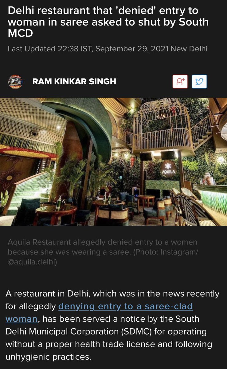 ishpiss's tweet photo. #aquilarestaurant, not only passed that comment but by SDMC is reported to be operating without a proper health trade licence . It is now asked to be shut down #aquila #aquiladelhi https://t.co/DvLA3q0aKt