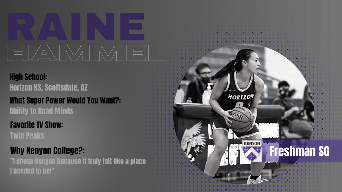KenyonWBB's tweet photo. Day 3 of #FreshmenSpotlight week and it is time to meet Raine Hammel📢

#kcwbb #together https://t.co/Qsf70l1o68