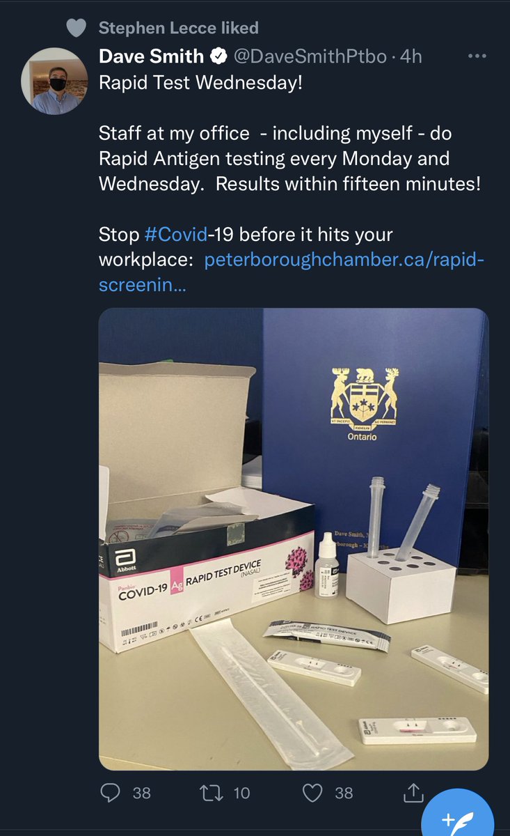 LoLoCheerBows's tweet image. This tweet has since been deleted but not before I took a screenshot. How can @Sflecce like a tweet about rapid testing in businesses but refuse to ensure our schools have access to them. @fordnation care to explain??? I don’t think Lecce understands his own platform 🤦‍♀️🤦‍♀️🤦‍♀️