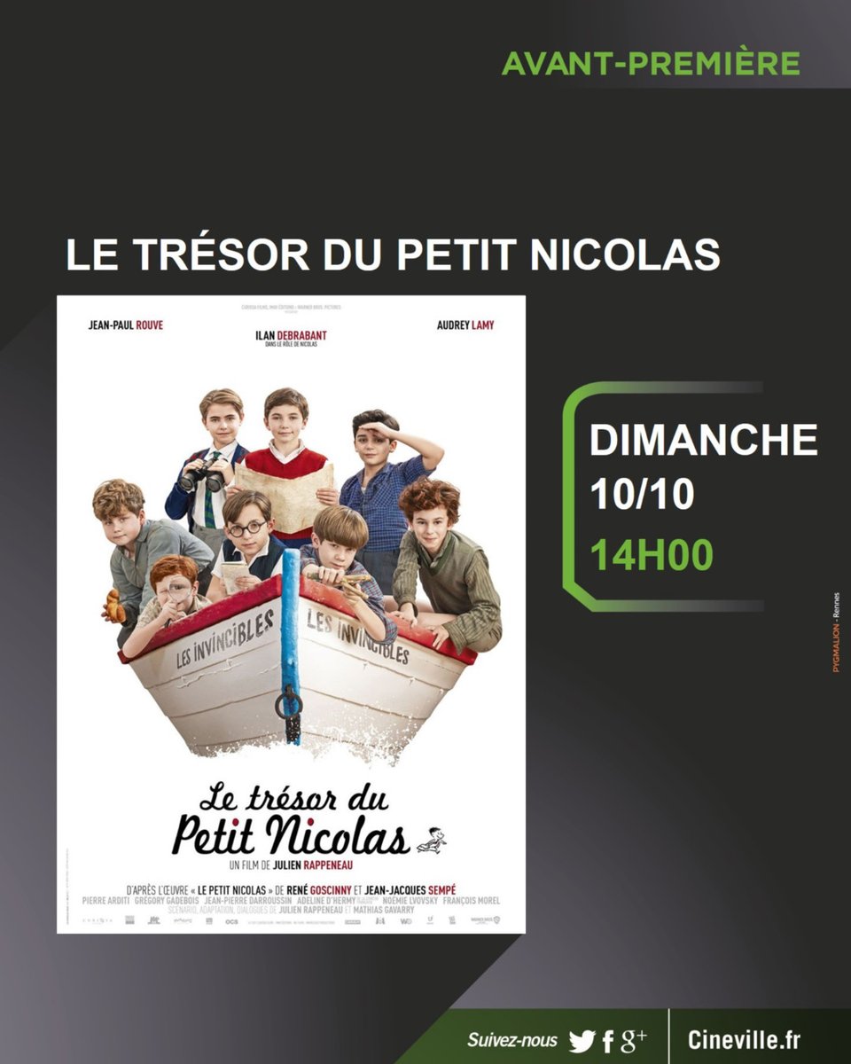 🔴 [Avant-Première]

📍LE TRÉSOR DU PETIT NICOLAS

▶️ Dimanche 10 octobre à 14h