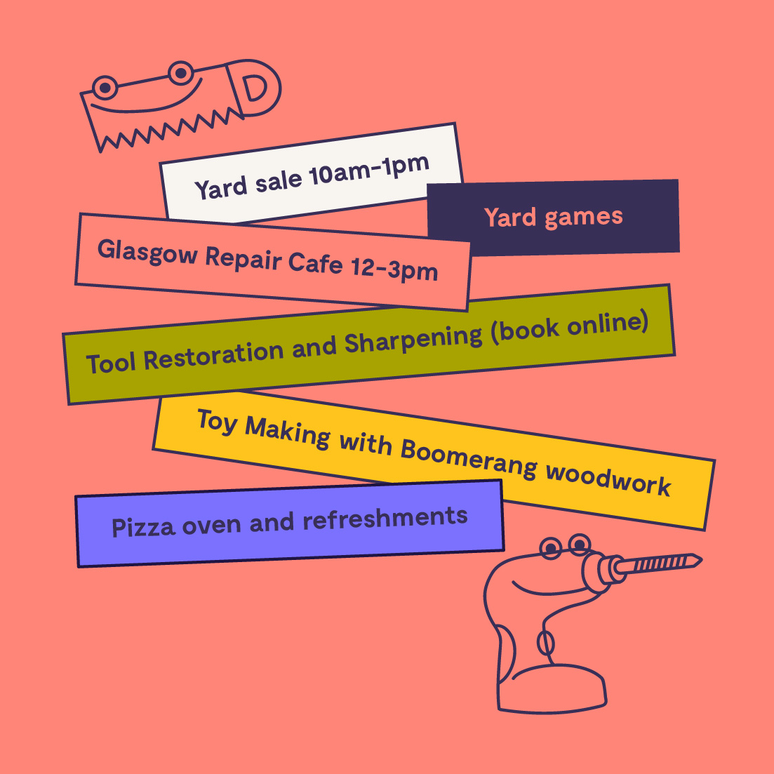 Glasgow Tool Library on Twitter "⚡️🏏🌈GTL FUN DAY 🛠️💚🍬Sat 9th Oct 10