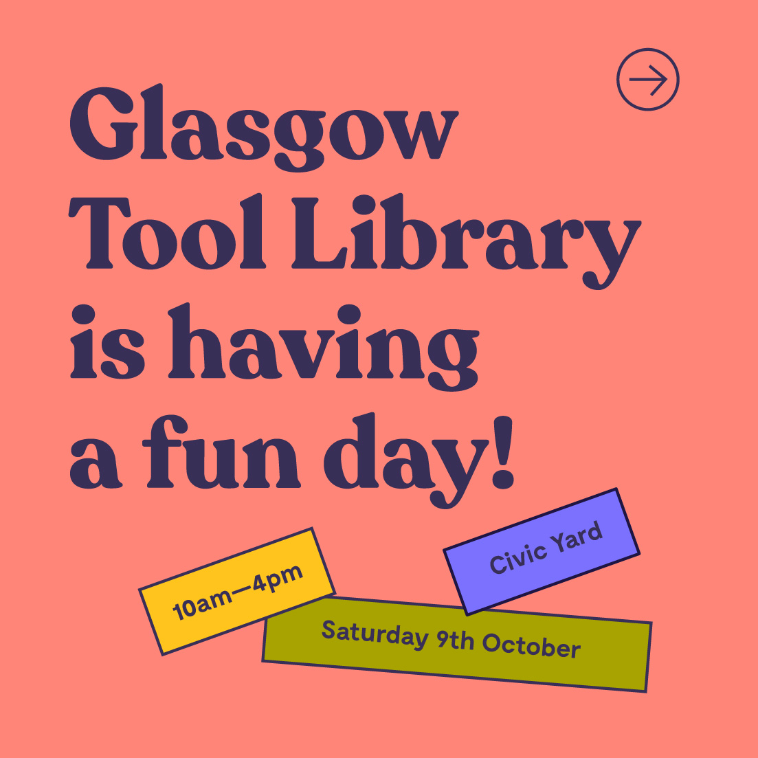 Glasgow Tool Library on Twitter "⚡️🏏🌈GTL FUN DAY 🛠️💚🍬Sat 9th Oct 10
