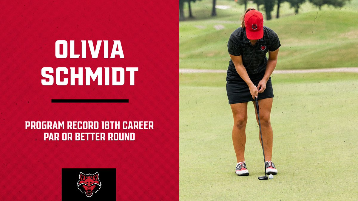 AStateWGolf's tweet photo. 🚨 PROGRAM RECORD 🚨

@ohschmidt_2 with an even-par 72 today for a program record 18th career par or better round. On the season, five of her nine rounds are par or better #WolvesUp https://t.co/VwfvDYpnT4