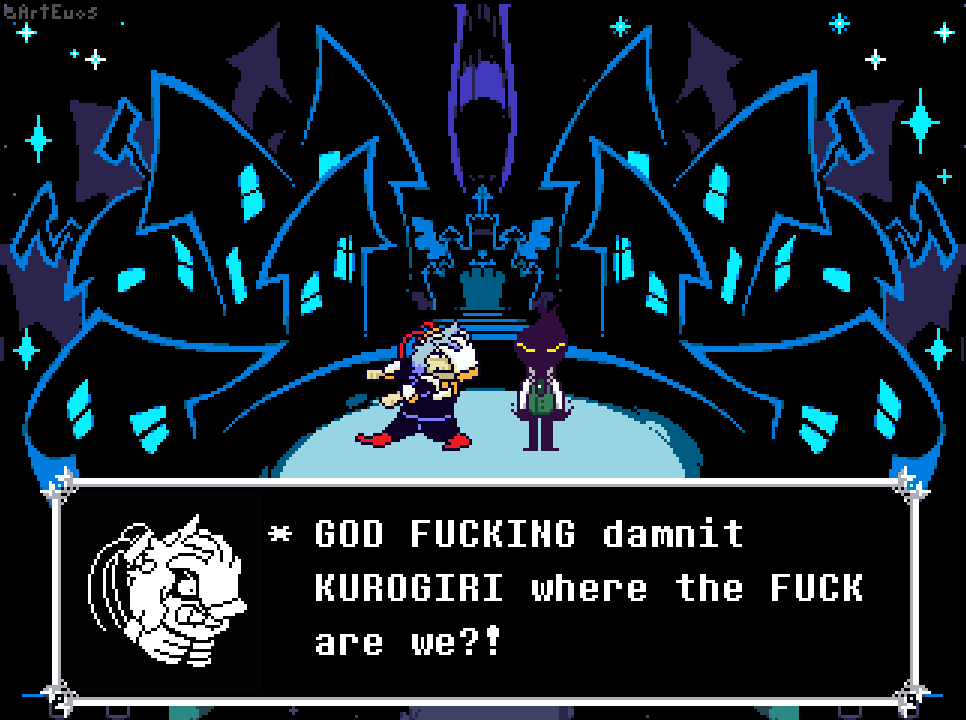 ArtEuos's tweet photo. "Kurogiri where the fuck are we?!"
#MyHeroAcadamia #DELTARUNE https://t.co/40gfL9yiCh