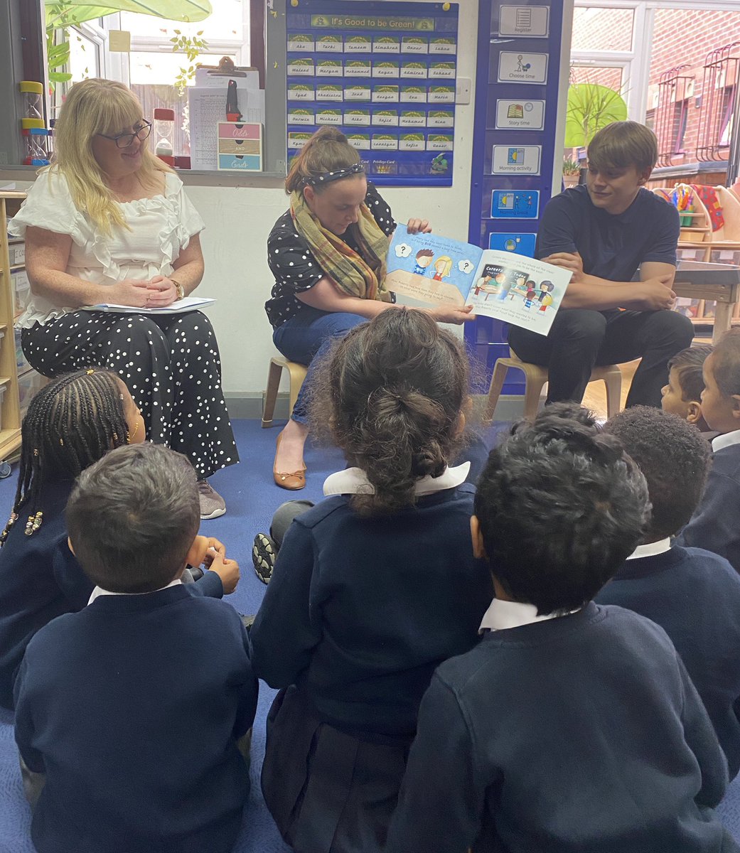 PleasantStPrim's tweet photo. A big thank you to @nmcnplc who visited @RecPleasant to talk to them about the work they are completing near school at @NetworkRailLIV. They spoke to the children about their jobs and shared a fantastic book about different careers being available for all 😊 @pleasantstreads https://t.co/7RdxA696s6