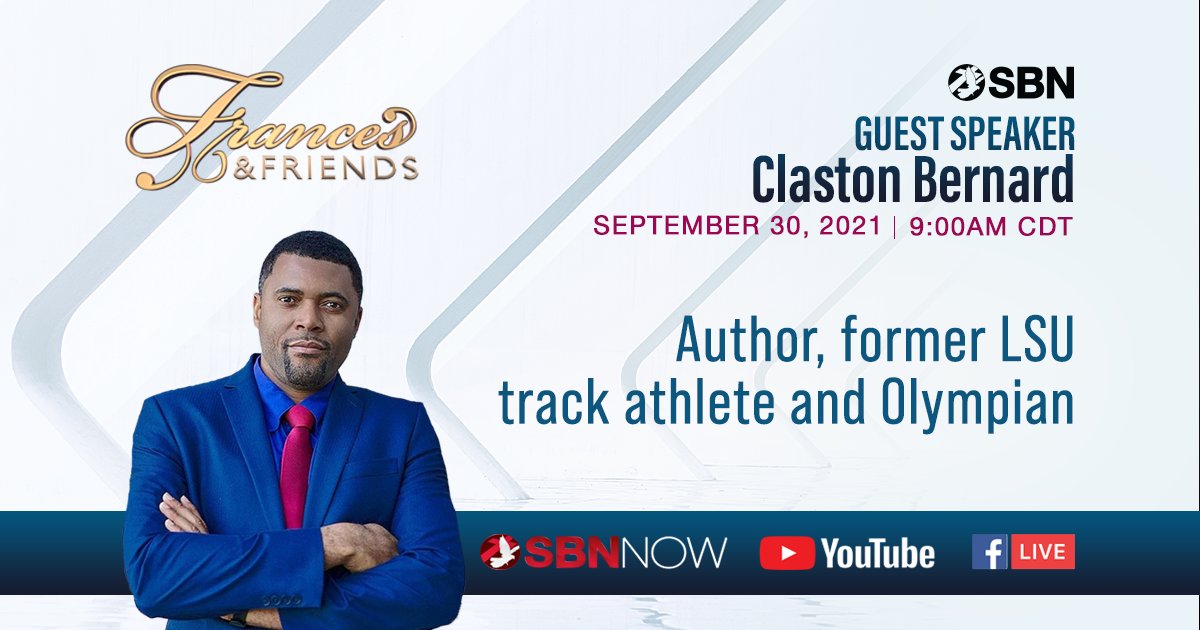 SonLifeNetwork's tweet photo. Thursday, September 30, 2021, at 9:00AM, Sister Swaggart welcomes special guest Claston Bernard. Watch LIVE on the SBN, SBN Now app, (available in English and Spanish) on our YouTube channels, https://t.co/ZSfoG7lmXe, SonLife Radio and our Facebook pages. https://t.co/yPcJijxWNh