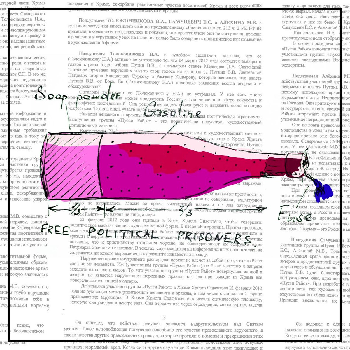 Announcing *Virgin Mary, Please Become A Feminist,* by <a href="/pussyrrriot/">𝖕𝖚𝖘𝖘𝖞 𝖗𝖎𝖔𝖙💦</a> featuring hand-drawn artwork across a digitized copy of her actual 2012 prison sentencing documents. This monumental NFT release reflects on women's power and political freedoms.