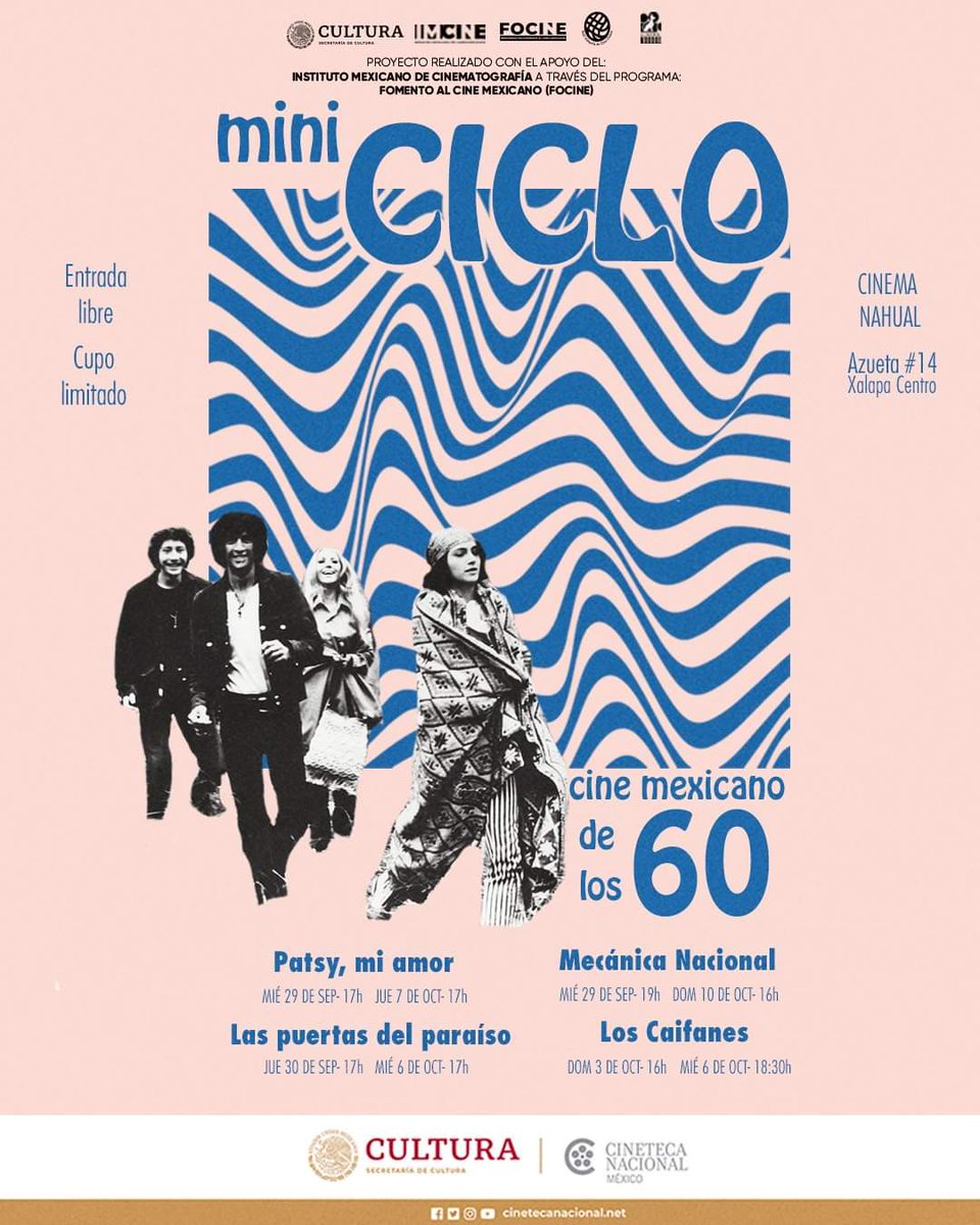 Esta semana te llevaremos a un viaje retro al México de los 60 con una serie de películas icónicas. Agradecemos a la <a href="/CinetecaMexico/">Cineteca Nacional</a> por su apoyo para este ciclo. 

Todas las funciones de este ciclo son con entrada totalmente GRATIS🎟 

*Realizado con el apoyo de <a href="/imcine/">IMCINE</a>