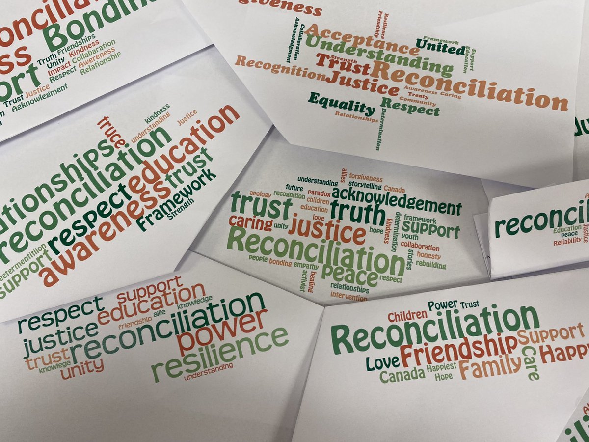 CrystalGuillet1's tweet photo. Word Clouds generated by grade 7/8 students supporting Truth and Reconciliation. #arps2021 https://t.co/pEjiE8a8Jk