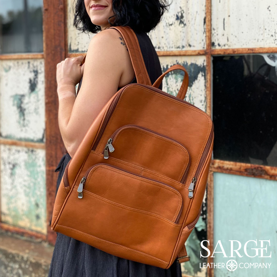 SargeLeather's tweet image. Sarge Leather Co's Julia backpack is great for work, play and travel!  It can fit binders, tablets, and large laptops with ease, and the shoulder straps are especially comfy for carrying your gear over any distance.  #sargeleather #leather #cutebackpack #