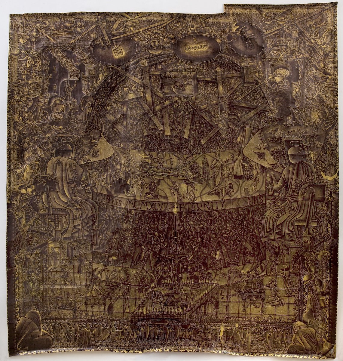 ParkerHarrisCo's tweet photo. 🏆 Introducing the @TBWDrawingPrize winners:

Gary Lawrence receives the First Prize of £8,000 for his work Ye Olde Keyhole Surgery, which draws inspiration from @NHSuk.

This drawing was inspired by The Dormition, a medieval icon of the Virgin Mary laying on her death bed. https://t.co/Do0HaG7qQs