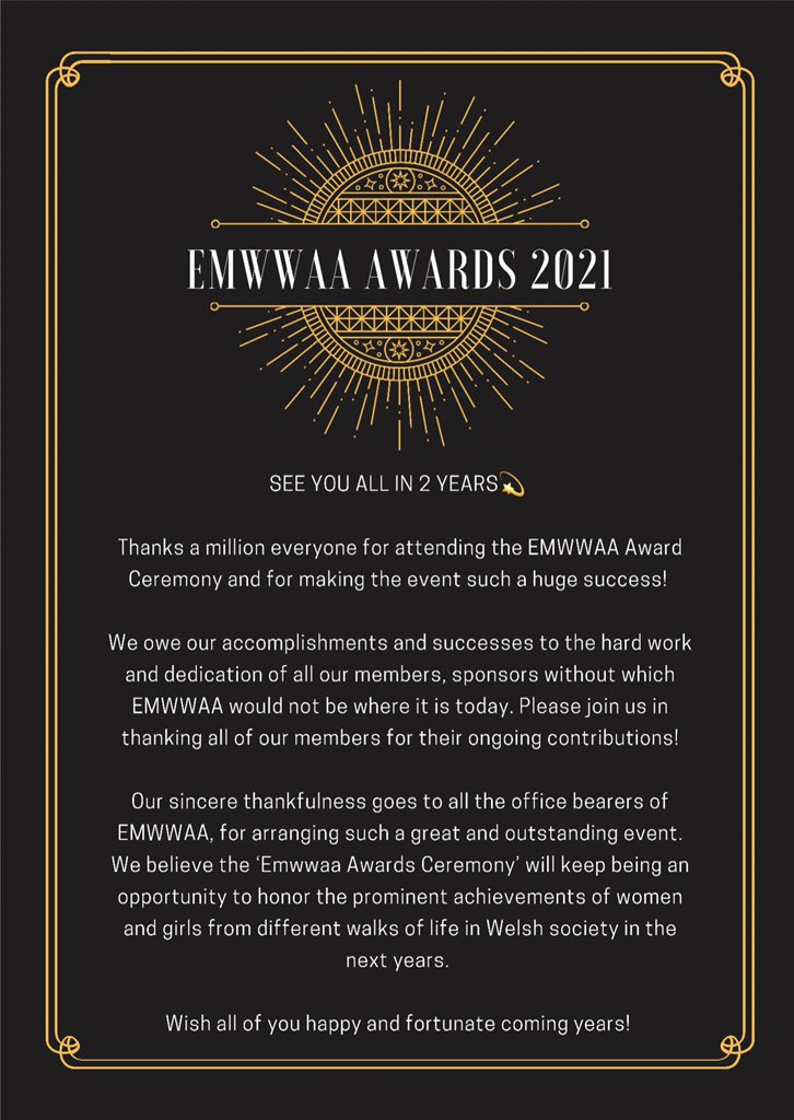 EMWWAA_'s tweet image. See you all in 2 years💫
Thanks a million everyone for attending the EMWWAA Award Ceremony &amp;amp; for making the event such a huge success. Wish all of you happy &amp;amp; fortunate coming years! 
Lots of love, 
EMWWAA &amp;amp; Team : @MeenaUpadhyaya 
PR &amp;amp; Marketing : @priscean 
P.C. : @HirstPhotos