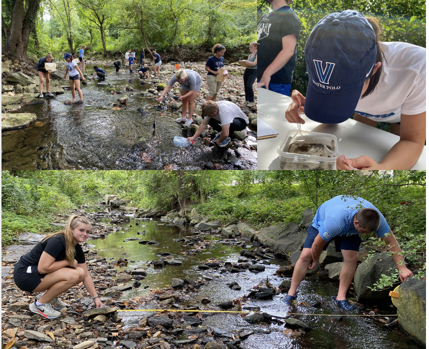 geoenv_nova's tweet photo. It's #Aquatic #Ecology time w/ a "Tale of Two Streams" in our local watershed. #GEV1050 Env Sci students took physical, chemical, & biological measurements of these local creeks to determine ecological integrity. #lookingforcritters #streamscience #speciesricheness #riparianzone https://t.co/PHVEelHOgi