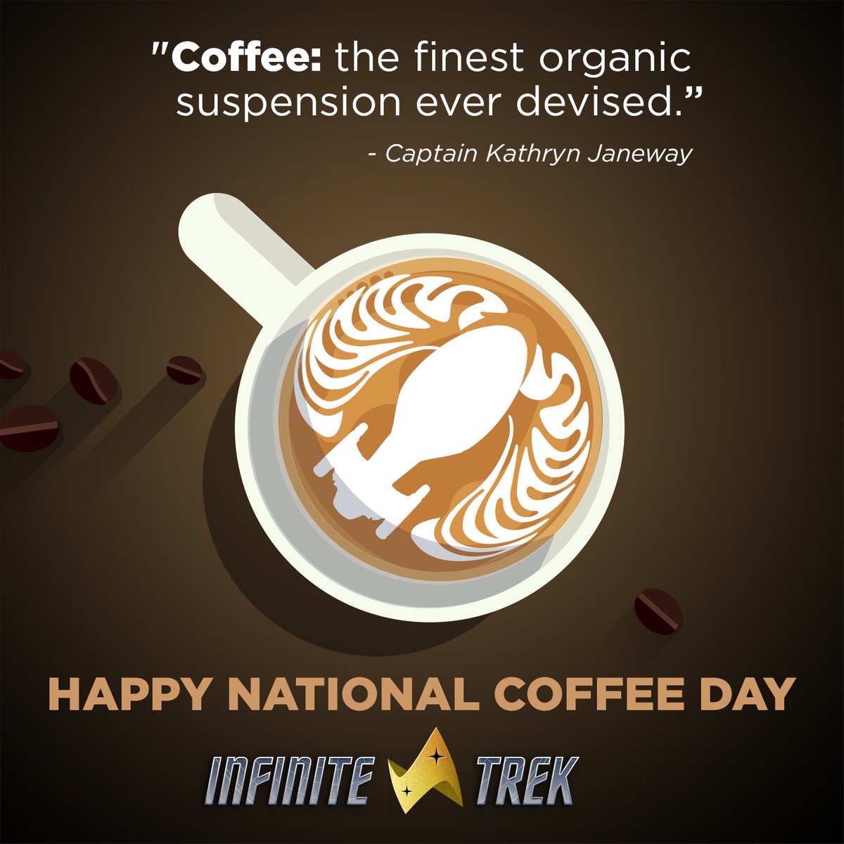 InfiniteTrek's tweet photo. Here's to a drink more powerful than any dilithium! Happy #NationalCoffeeDay from Infinite Trek and @TrekGeeks. https://t.co/HVoKhKNMAf