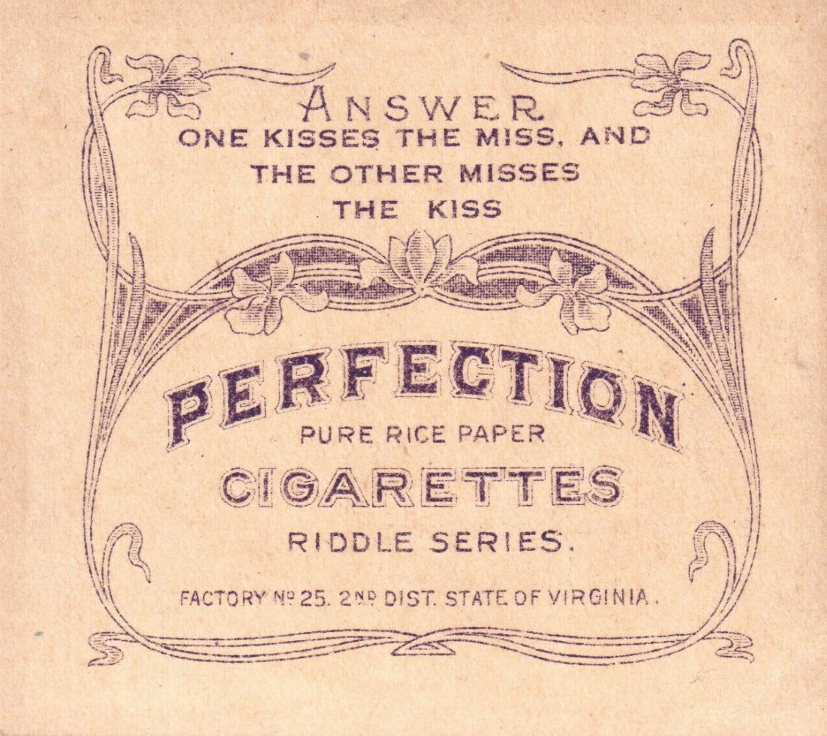 joemccjoe's tweet photo. Question: "What is the Difference Between a Lover and His Rival?"
Answer: "One Kisses the Miss, and the Other Misses the Kiss."
#WyrdWednesday #Tobacco #c1910 https://t.co/4BwzzbEQQ4