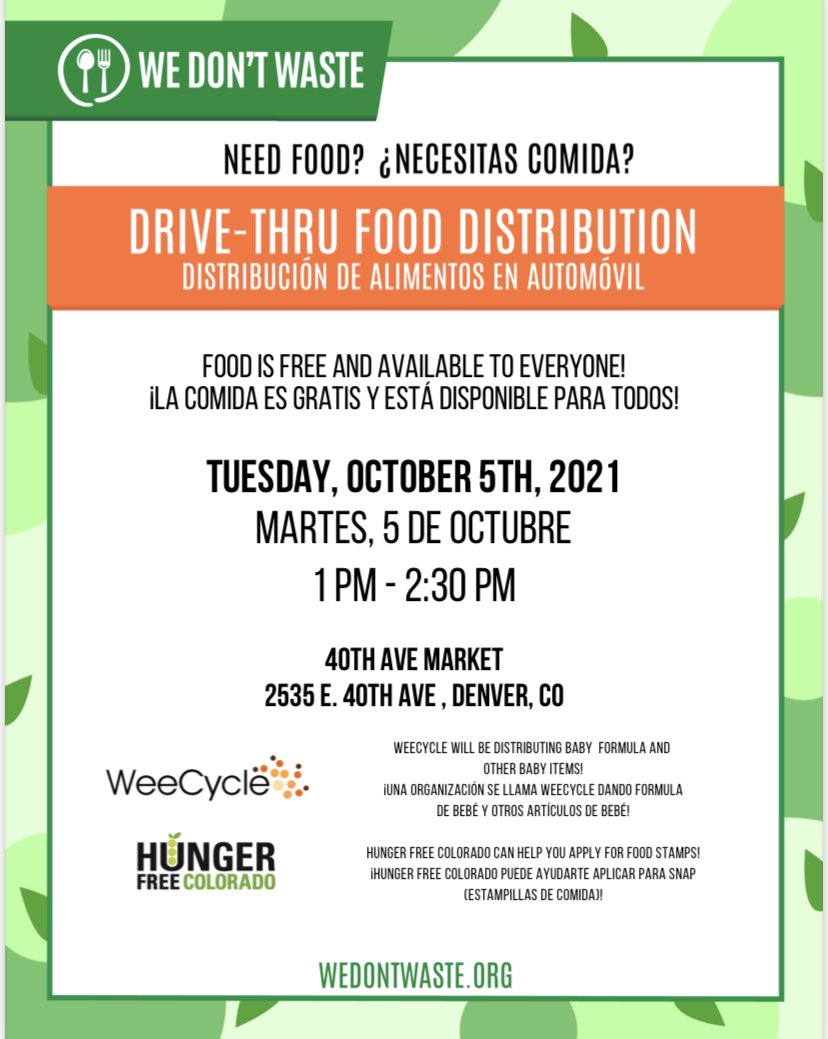 KS1075's tweet image. Next Tuesday, October 5 from 1-2:30, our friends at @WeDontWaste &amp;amp; @Weecycle.co will be giving out FREE food boxes, baby diapers &amp;amp; baby formula! 

Get there early! 

Location: 40th Ave. Market. 2535 E 40th Ave, Denver! 🧡 

#KS1075 
#WeDontWaste
#Weecycle 
#KSCares