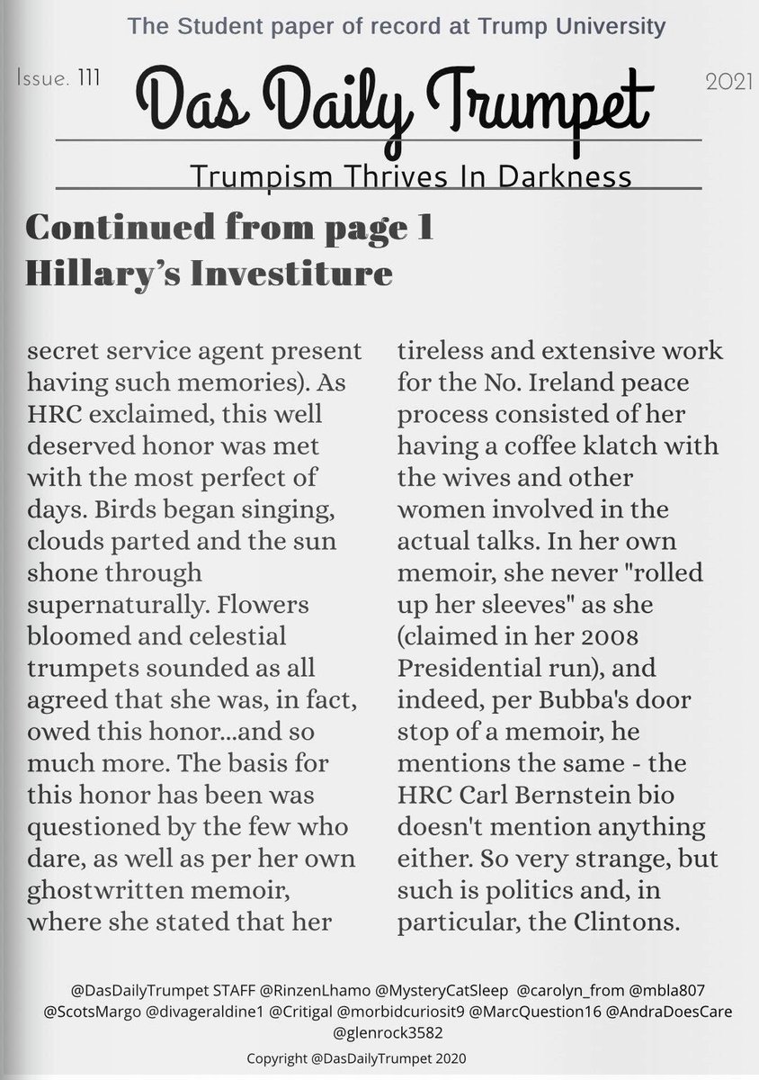 DasDailyTrumpet's tweet photo. DAS DAILY TRUMPET:
The semi-reliable news source of Trump U, by the fine student journalists of this esteemed institution. Follow us at @DasDailyTrumpet  

Today a certain former bff of our Founder. One thing you can say about those two is how humble they truly are. https://t.co/zX7fSPJdWs