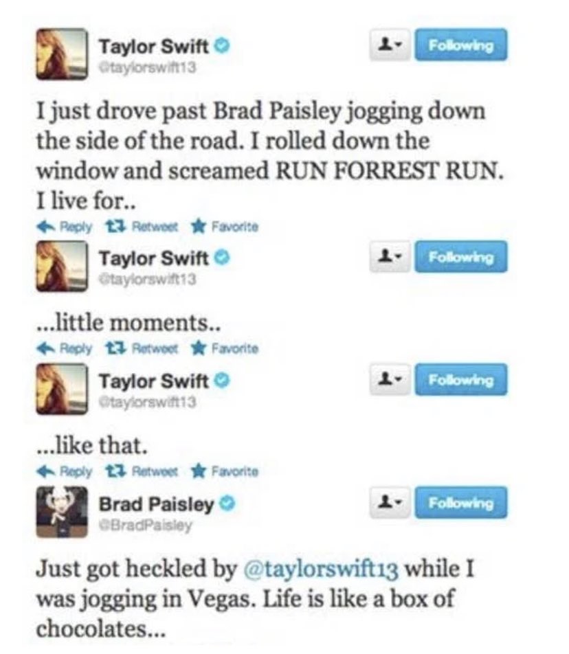 RT @AllTooWell10MV: Remember when Taylor Swift and Brad Paisley— https://t.co/Adsan15D2v