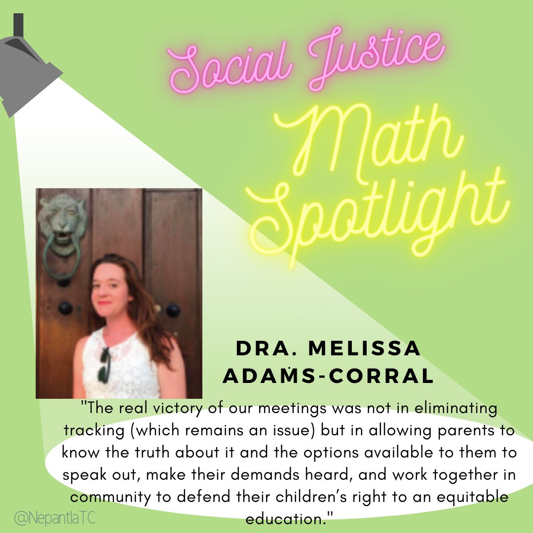 NepantlaTC's tweet photo. Social Justice Math Expert Spotlight Day 2: https://t.co/GLpevbGfnB
#nepantlatc #socialjusticemath #mtbos @lamadcorral https://t.co/LILcYF0rmP