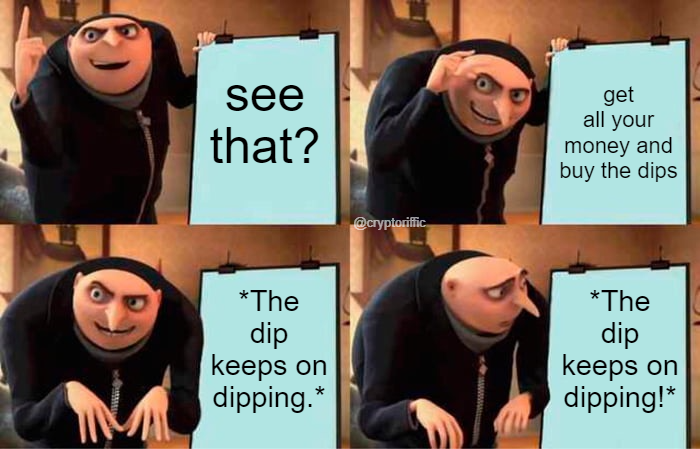 DanielsStaceyX's tweet photo. Gru: I'm joking! Although it is true. Anyway, have a good one.

#dip  #anotherdip #cryptocurrency #altcoin #altcoinninjas  #btc #bitcoin #digitalpayment #crypto #cryptomemes #dailymemes #memes #BuyLowSellLower https://t.co/XKky1Q8omK