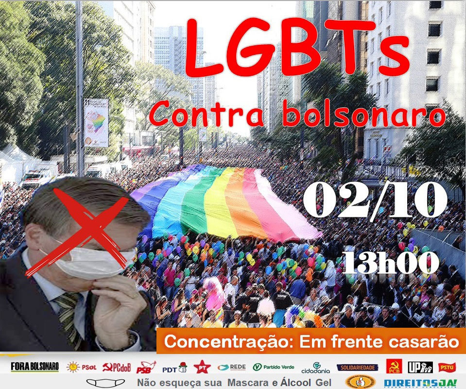 paradasp's tweet photo. LGBT+ no Ato contra Bolsonaro! Participem!
Todes juntes na Av Paulista, 1919 dia 02/10 às 13h. Leve Máscara e Álcool Gel. Info aqui https://t.co/VRlspoOlAu
#forabolsonaro #elenao #contrabolsonaro #lgbtscontrabolsonaro #2out #avenidapaulista #impeachmentjá #apolgbtsp https://t.co/O6YR9lDCq6