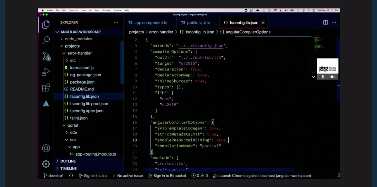 JavaScriptCon's tweet image. Full speed at #iJScon with Matt Vaughn! He is guiding us through the process of creating shared custom #AngularLibraries ☀️

#Angular