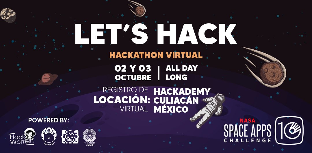 🚨¡Hackathon Alert!🚨  ¿Listos para despegar?🚀
Estamos muy felices de formar parte de este viaje junto con #innovaccionvirtual al #SpaceAppsChallenge tú debes de acompañarnos.
Este 02 y 03 de octubre el mundo te necesita, reúne a tu equipo que la nave te está por despegar👨🏻‍🚀👩🏻‍🚀