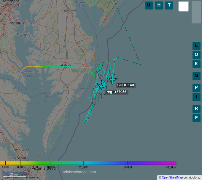 TheIntelFrog's tweet photo. A pair of P-8A Poseidons are working the W386 warning area off the coast of MD/DE.
#AE222C VX-20 SCORE40
#AE4EB1 VX-1 167956 https://t.co/d3ifcJvegp