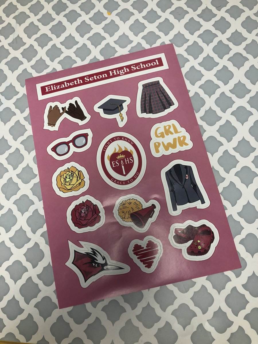 MrsEconto's tweet photo. Okay @ElizabethSeton these stickers are TOO CUTE! Thanks for coming and talking to our girls today. ❤️💛❤️ #eshsclassof07 https://t.co/L1shDxGNu5