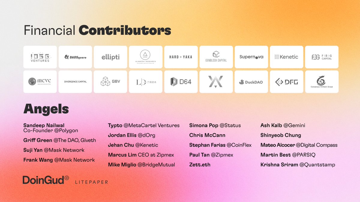 1/ We are proud to announce fundraising from a strong community of notable organizations and angels.

We’d like to take this opportunity to thank all of our financial contributors.