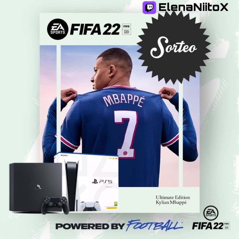 Sorteo Fifa 22 para Ps4/Ps5
Requisitos obligatorios: 
-Dar Rt a este twit
-Seguir: <a href="/ElenaaNiito_/">Elena 🦋</a> y <a href="/RedsGaming_ESP/">Reds Gaming E.C 🔴</a> 
Seguirme en Twitch: m.twitch.tv/elenaniitox?de…
El premio se dará mañana Jueves 30 de septiembre a las 00h española en twitch m.twitch.tv/elenaniitox?de…