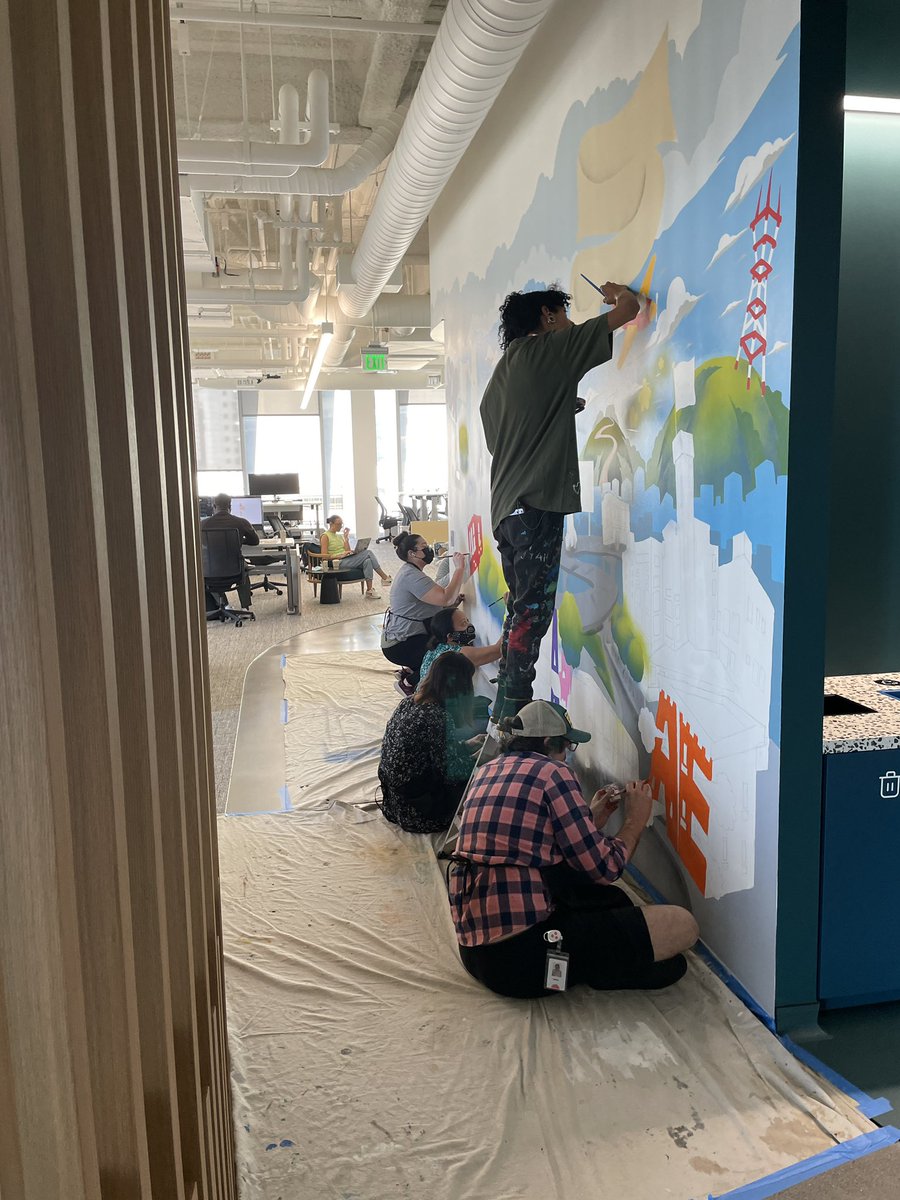 Out here at <a href="/asana/">asana</a> painting this mural with some very focused asana employees. This mural is coming out great! I could paint here forever. #goodfood