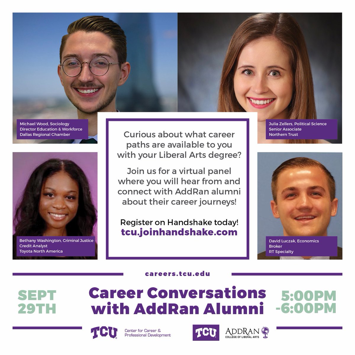 Curious about what career paths are available with your Liberal Arts degree? Join a virtual panel of AddRan alumni to learn more! September 29th bit.ly/3ijPd0P