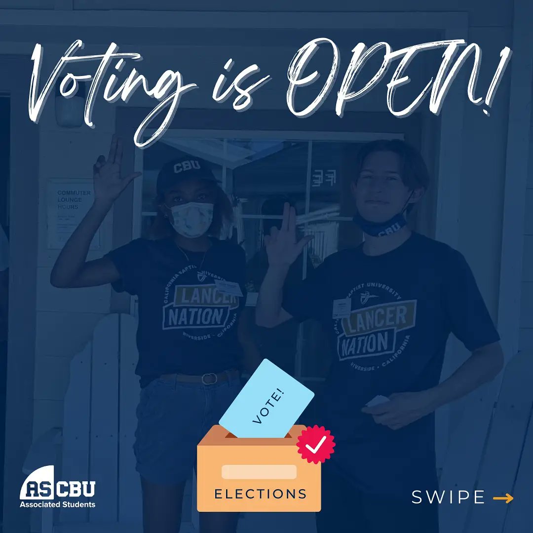 ascbu_'s tweet image. ASCBU Elections are now OPEN! 

Click here to vote:  insidecbu.calbaptist.edu/ICS/Campus_Lif…

#ascbu #electionweek #lanceup
#vote