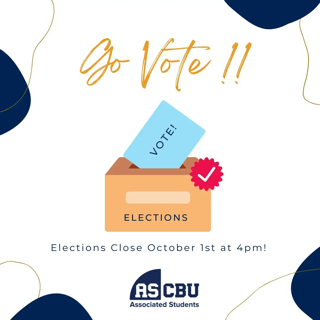 ascbu_'s tweet image. ASCBU Elections are now OPEN! 

Click here to vote:  insidecbu.calbaptist.edu/ICS/Campus_Lif…

#ascbu #electionweek #lanceup
#vote