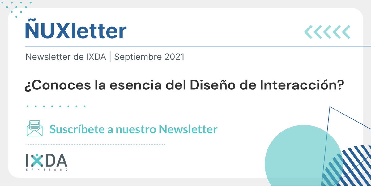 En esta edición del #ÑUXletter podrás aprender más sobre Diseño de Interacción 🎉

Repasa reglas de heuríticas, buenas prácticas y metodologías clave de esta disciplina que nos permiten entregar una buena experiencia 🤓
#ixdascl

ixdas.cl/nuxletter0921