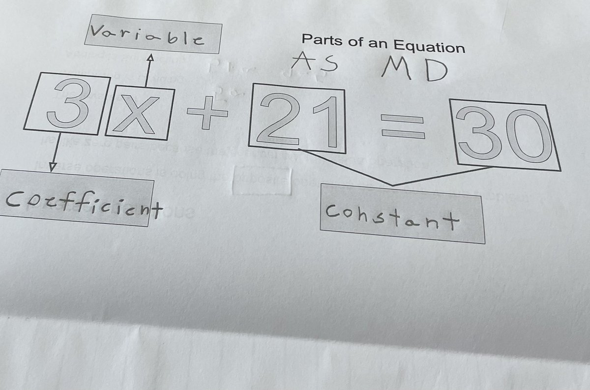 jennroth26's tweet photo. Students are using their notes and mathematical vocabulary to solve equations in Ms. Andrus’s class. Students were using the vocabulary during their partner talks! @SWMS https://t.co/Hbhv9SiDSs