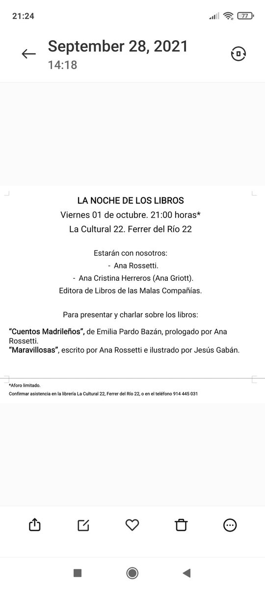 Lib_LaCultural's tweet photo. #LaNocheDeLosLibros https://t.co/dlFCaaDzNd