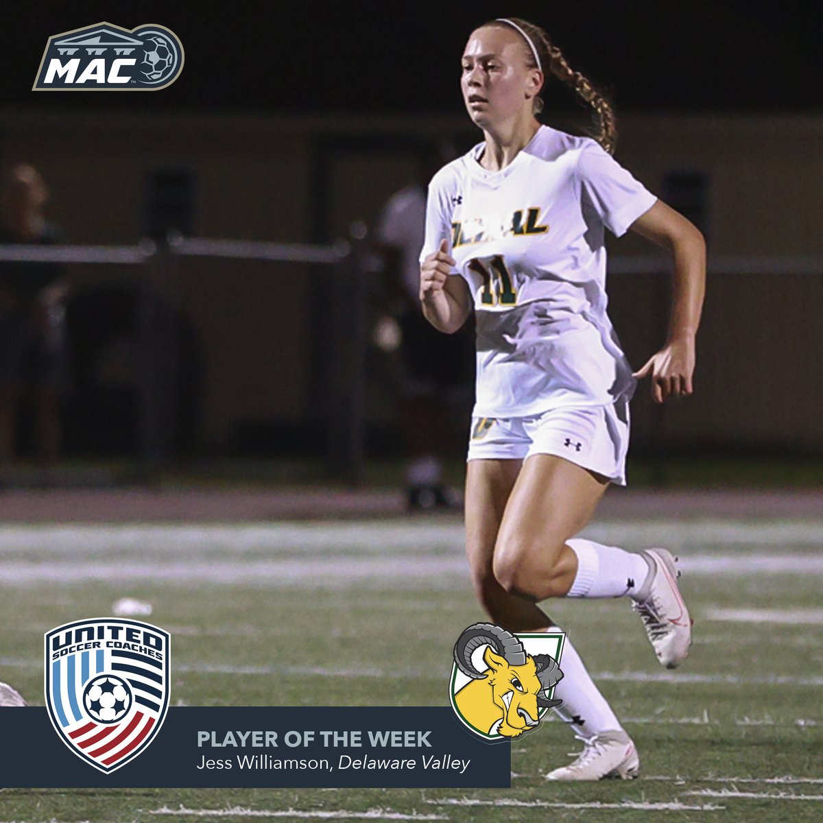 MAC (@gomacsports) on Twitter photo NEWS: <a href="/DVUAggies/">DelVal Athletics</a> Jess Williamson named <a href="/UnitedCoaches/">United Soccer Coaches</a> #NCAAD3 Women's Player of the Week! #MACsoc #d3soc #BringYourBest
📄: bit.ly/3zNjZXG NEWS: <a href="/DVUAggies/">DelVal Athletics</a> Jess Williamson named <a href="/UnitedCoaches/">United Soccer Coaches</a> #NCAAD3 Women's Player of the Week! #MACsoc #d3soc #BringYourBest
📄: bit.ly/3zNjZXG