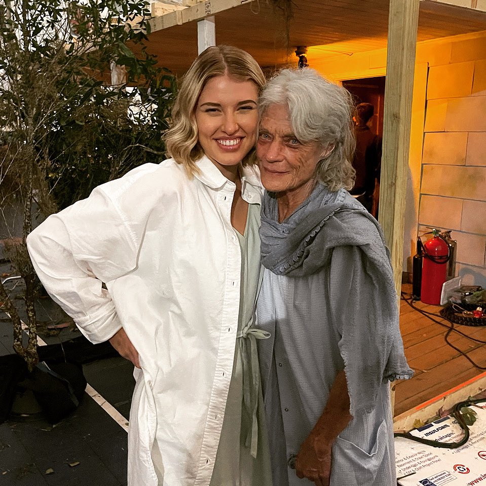 The one and only Meg Foster with <a href="/thesarahgrey/">Sarah Grey</a> #BehindTheScenes of #TheAccursedMovie