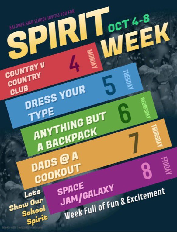 BHSbulldogStuCo's tweet photo. Homecoming Spirit Days for next week!! https://t.co/vkKMMHv43p