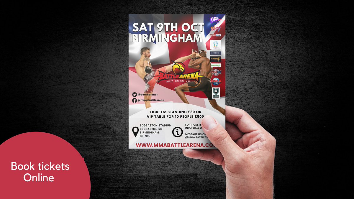 Our next event is……9th October In Birmingham. 

Are you looking for a good night out book your ticket this MMA event: bit.ly/2Y1GPxT 

#nightout #mma #Birmingham