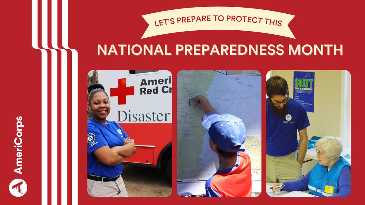 #ICYMI: It's #NationalPreparednessMonth! Together with our partners at <a href="/fema/">FEMA</a> &amp; <a href="/Readygov/">Readygov</a> we're calling on Americans to #PrepareToProtect should disaster strike⚠️

Find ways to #GetThingsDone from making a plan to using the #AmeriCorps 🅰️ in our blog ➡️bit.ly/GetThingsDoneT…