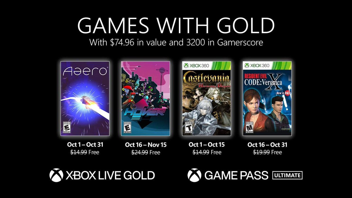 Geek2GeekMX's tweet photo. ¡Juegos, juegos y más juegos! Checa los títulos que podrás jugar en octubre con #GamesWithGold!

Fuente: @XboxMexico https://t.co/79MjLmObNv