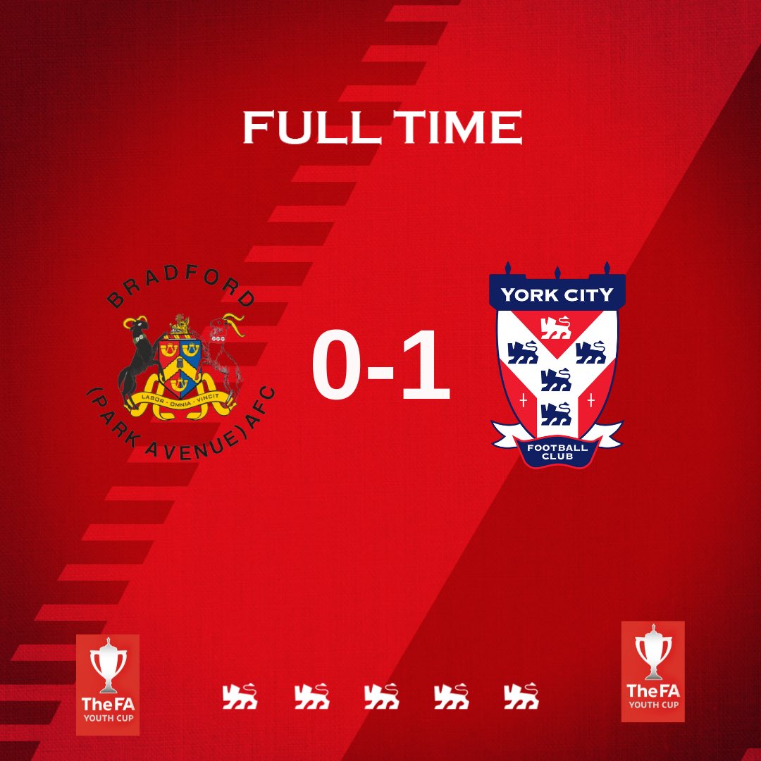 FULL TIME here and the Minstermen advance to the Third Qualifying Round of the FA Youth Cup

Jonny Shepherd with the only goal of the game twenty minutes into the second half, before Michael Hogan made a brilliant save from the penalty spot to keep a clean sheet

#YCFC