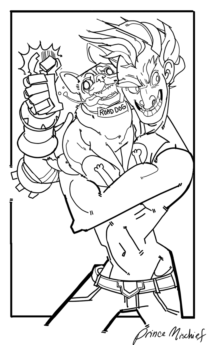 Makings_Prince's tweet photo. Commission for Junkrat and the client's dog! Do you have a favorite character? Do you love your pet? WHY NOT COMBINE THE TWO? This was SO FUN to make!

#art #commission #junkrat #overwatch #cartoon #pug https://t.co/tamqK912zk